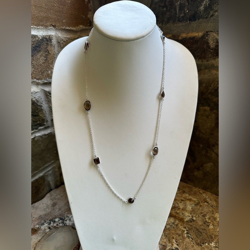 💕Silver Smokey Quartz Stone Necklace💕